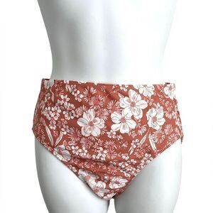 Xhilaration Floral High Waist Bikini Bottom, Brown, Medium, NWT